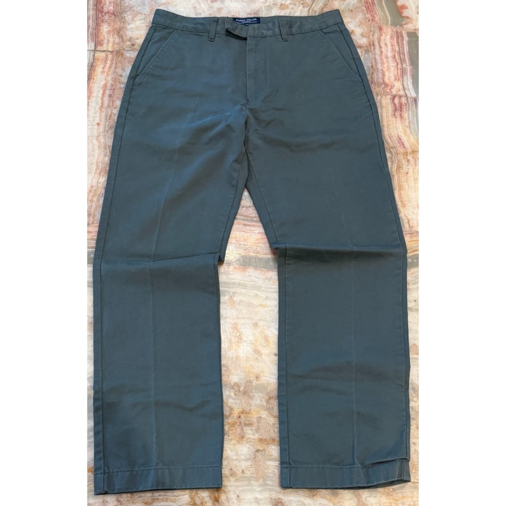 Joseph Turner Mens Chino‎ Flat Front Pants Olive Green Slash Pocket Zip Fly 34